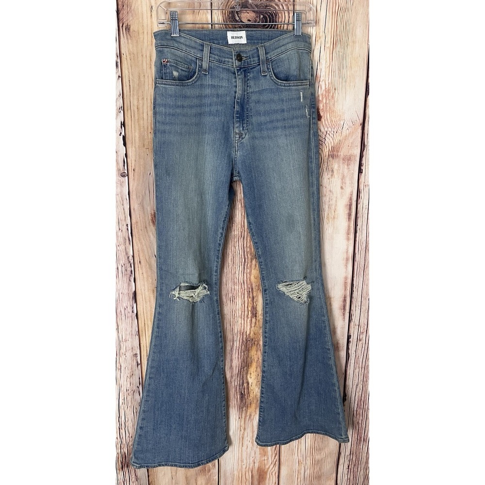 Hudson Women's Heidi High Rise Flare Jeans Size 27 Light Blue Wash